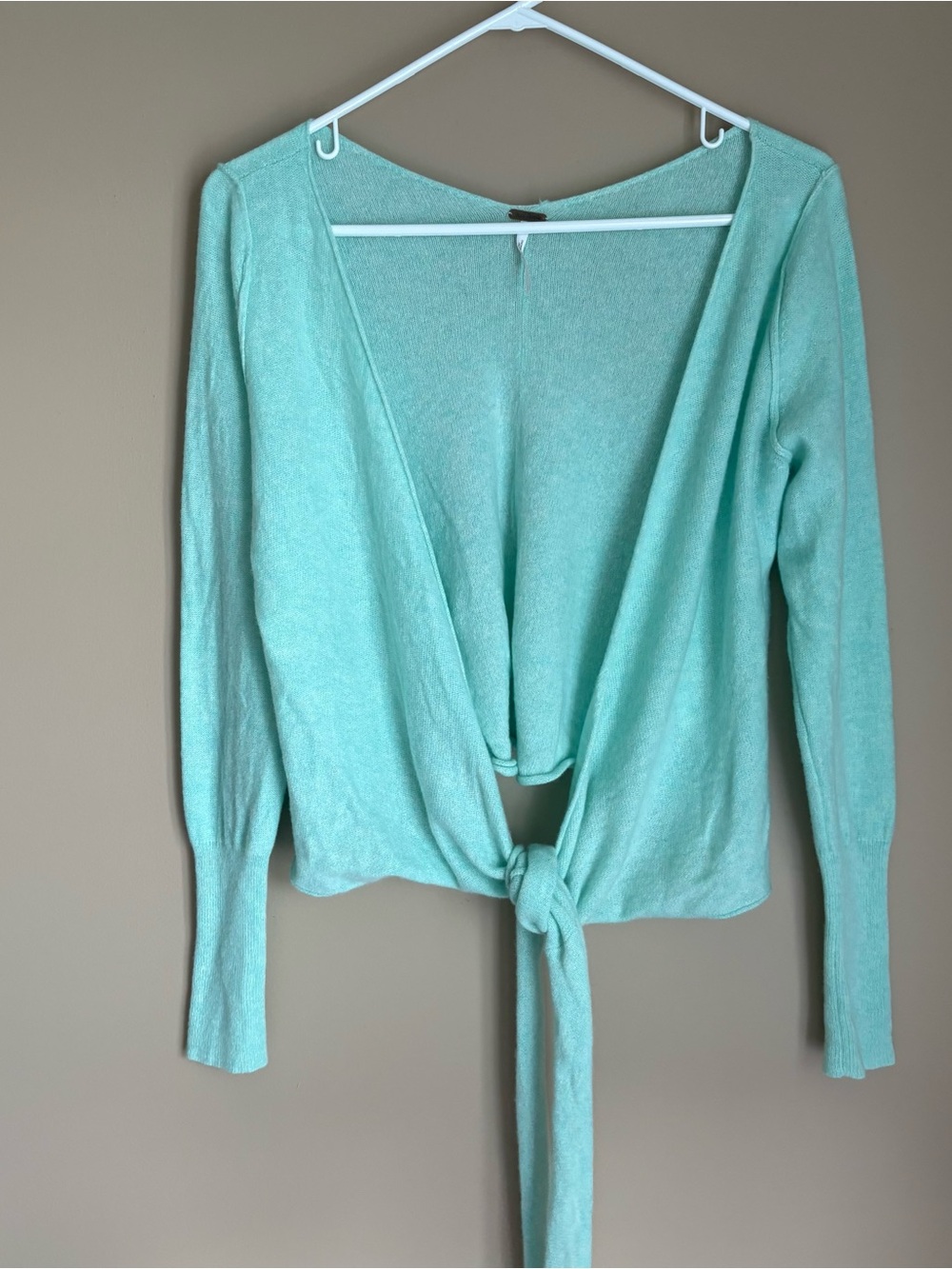 Free People Tie Front Soft Mint Cardigan